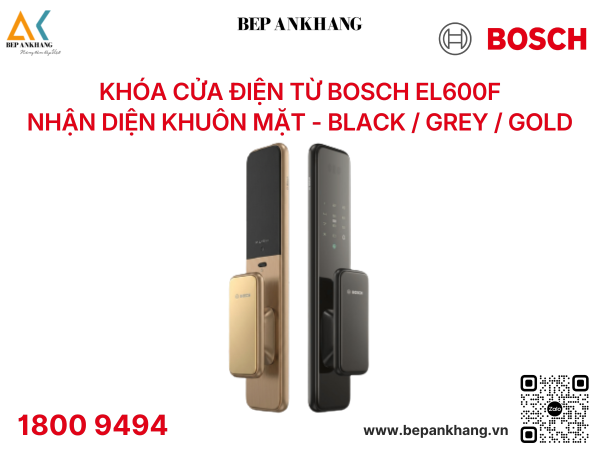 Khóa cửa điện từ thông minh Bosch EL600F Nhận diện khuôn mặt - Black / Grey / Gold